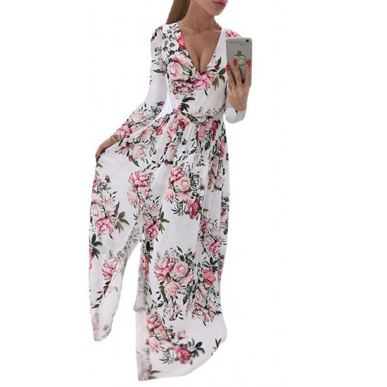 Long Sleeve Chiffon Printed BOHEMIAN Dress Women - Swefashionstore