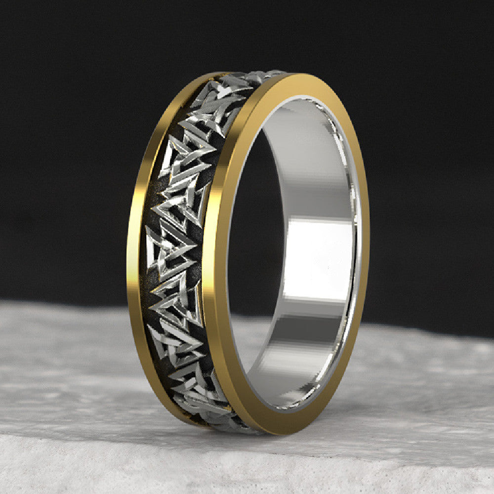 Viking Knot Silver Set Bronze Ring Male - Swefashionstore