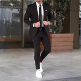 Two-piece Solid Color Slim-fit Coat Suit Pants - Swefashionstore