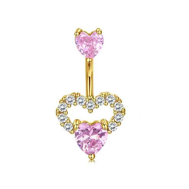 Hot Sale  Zirconium Loving Heart Zircon Navel Stud