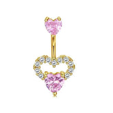Hot Sale  Zirconium Loving Heart Zircon Navel Stud