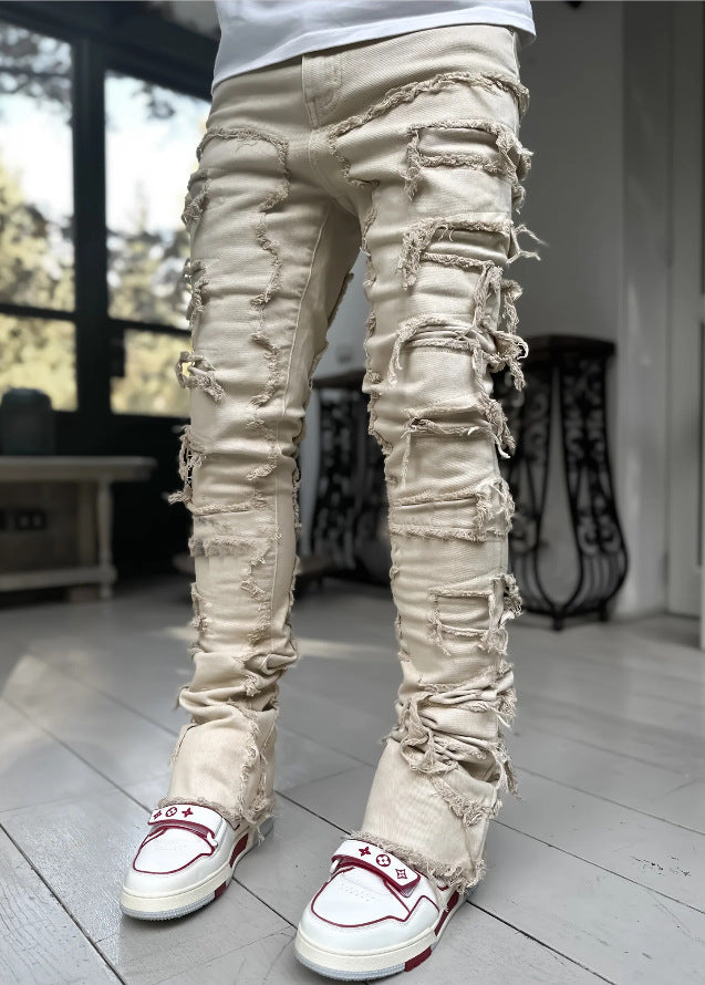 Long Tight Fit Stacked Jeans For Mens Clothing - Swefashionstore