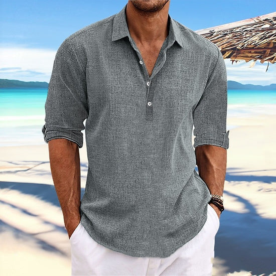 Long Sleeve Loose-Fit Solid Color Shirt - Swefashionstore