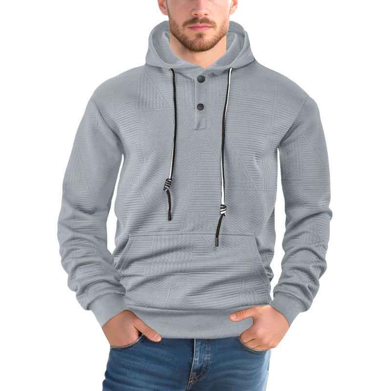 Pullover Solid Color Casual Sports Loose Long Sleeve Hooded Sweater Men