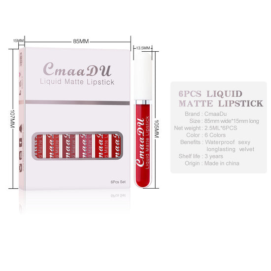 6 Boxes Of Matte Non-stick Cup Waterproof Lipstick - Swefashionstore
