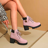 Chunky Heel Plus Size Martin Boots - Thick Bottom Fashion All-Match Plus Size Chunky Heel Boots