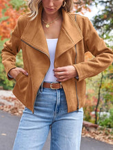 Fashion Casual Short Motorcycle Suede Jacket - Swefashionstore