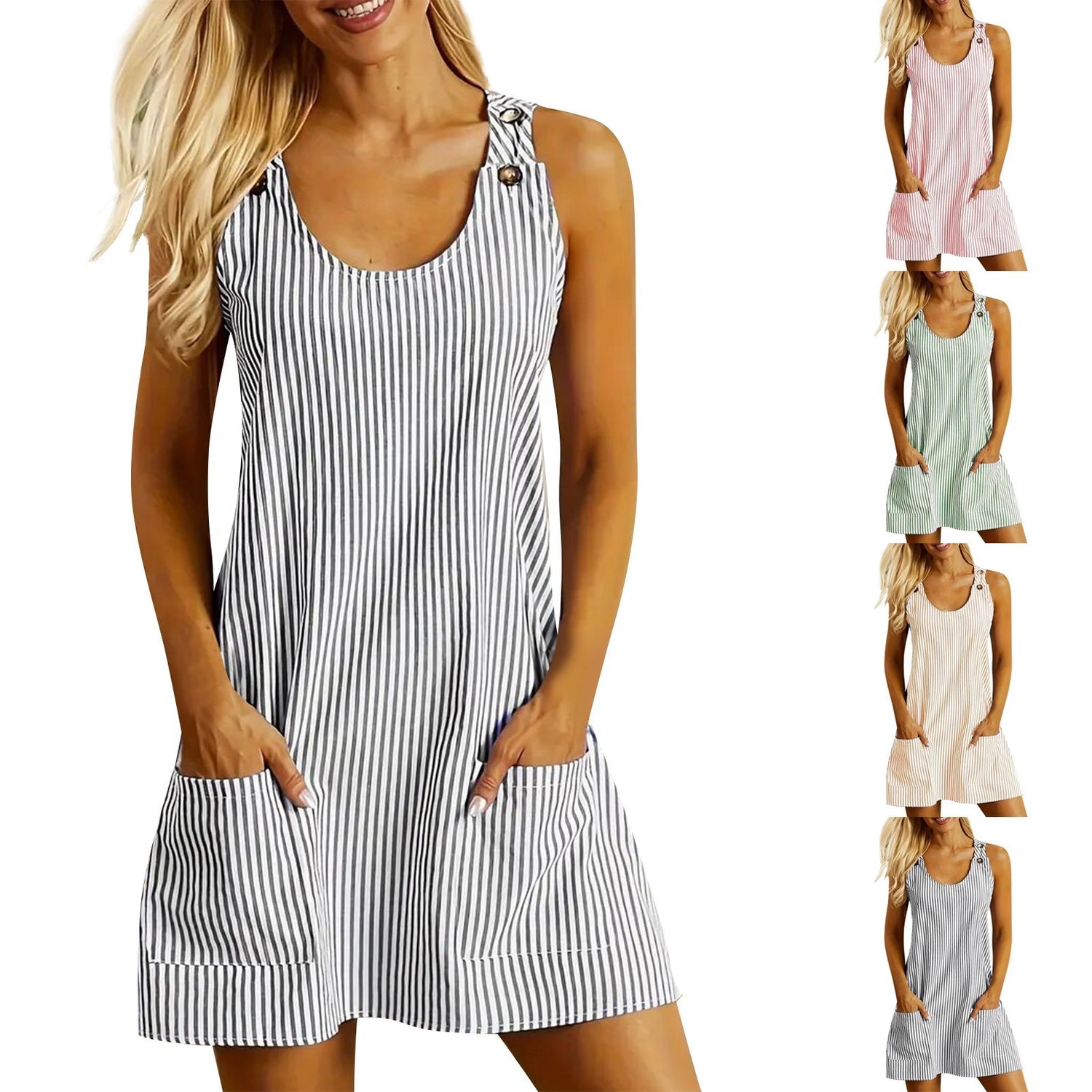 Summer Fashion U-Neck Sleeveless Casual Straight Slimming Mini Dress - Swefashionstore