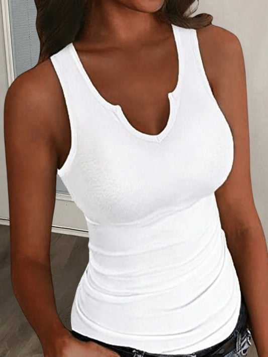 SOMMER Lässiges geripptes weißes ärmelloses Tanktop für Damen