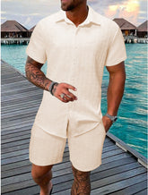 Summer Jacquard Black And White Solid Color Suit - Swefashionstore