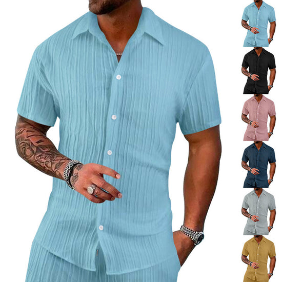Polo Short Sleeve Button Casual Loose Short Sleeves Shirt - Swefashionstore