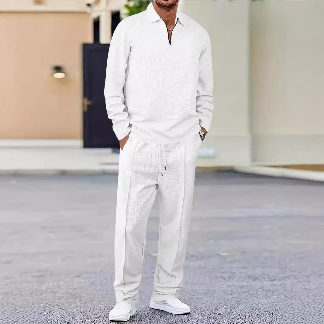 Lapel Long-sleeve Zipper Trousers Casual Suit - Swefashionstore
