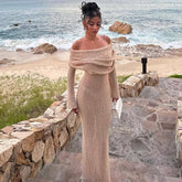 New One-shoulder Knitted Long-sleeved Dress - Swefashionstore
