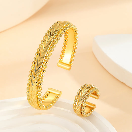 2pcs Vintage Gold Plated Bracelet Vacuum Electroplating