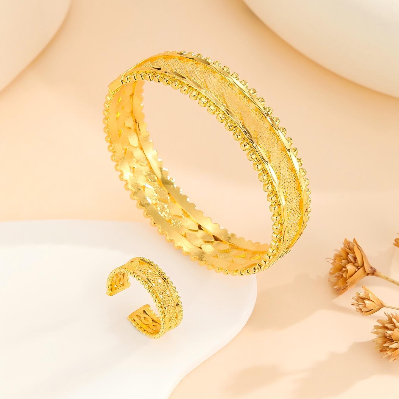 2pcs Vintage Gold Plated Bracelet Vacuum Electroplating