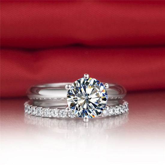 925 Silver Gold-plated Six-claw Ring With Moissanite Female T Carbon Diamond - Swefashionstore