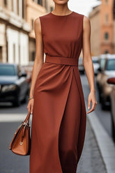 Summer Irregular Sleeveless Dress With Belt Fashion Temperament Slim Back Zipper Dresses For Women Clothing - Swefashionstore