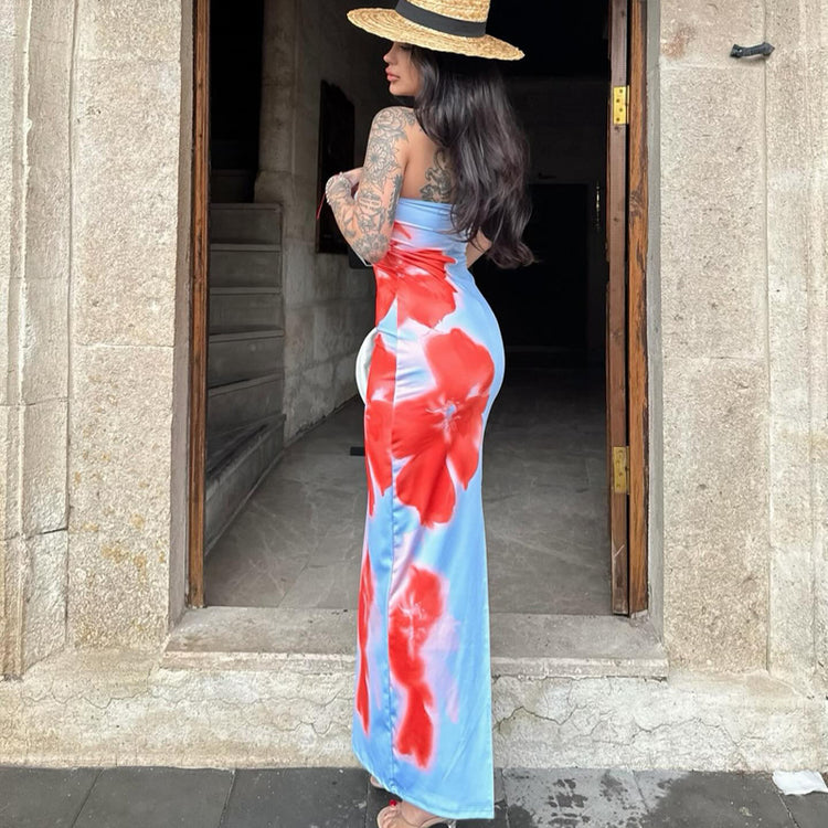 Long Dress Summer Sexy Pint Party Beach Dresses Women&