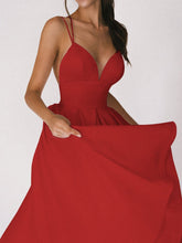 New Design V-neck Suspender Summer Fashion A-Line Long Dresses - Swefashionstore
