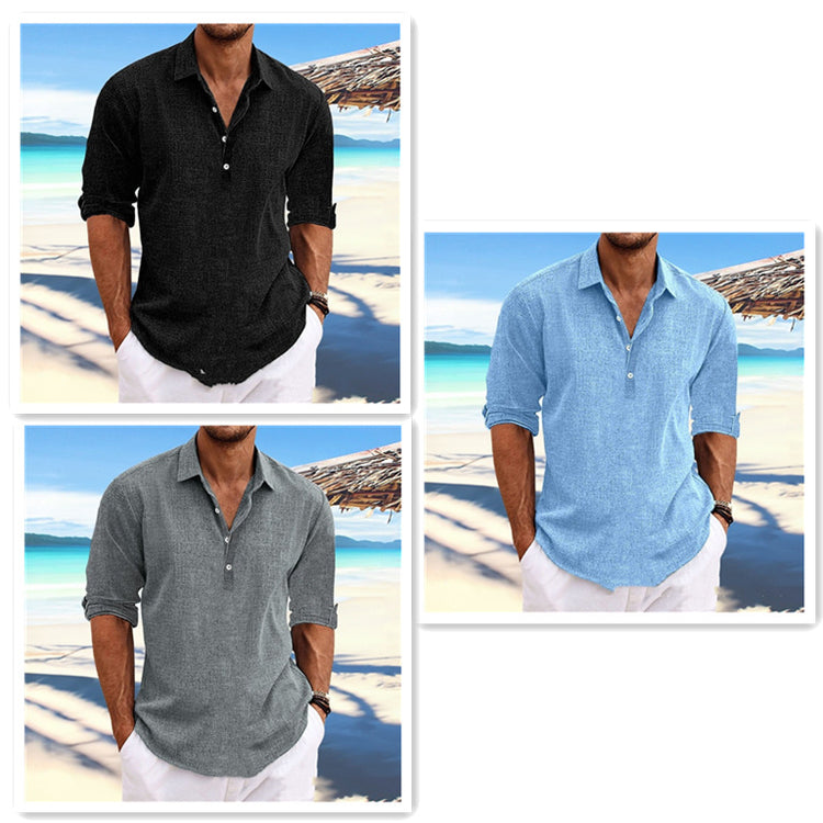 Long Sleeve Loose-Fit Solid Color Shirt - Swefashionstore