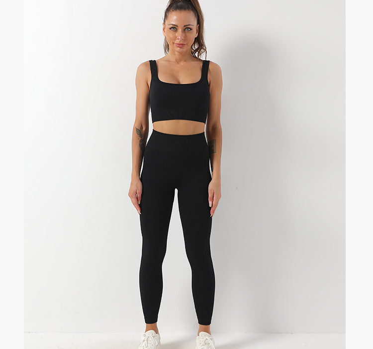 2pcs Thread Yoga SUIT Seamless Bra Lifting High Waist Leggings SET