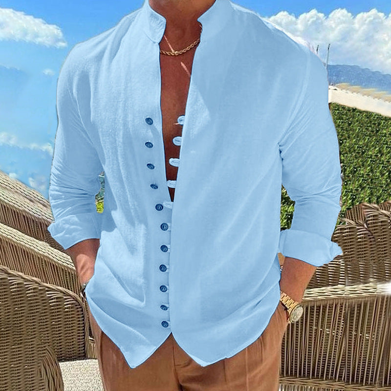 Retro Button Design Long-sleeved Shirt - Swefashionstore