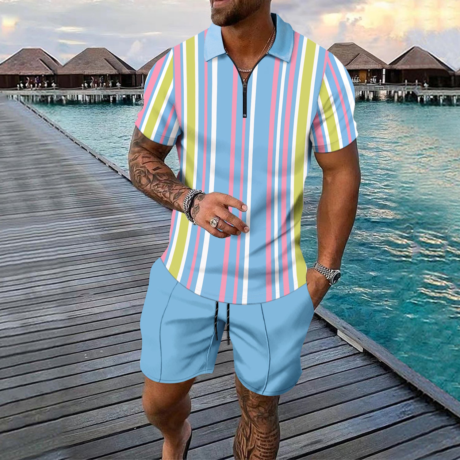 Short-sleeved Shorts Two-piece Sports And Leisure Men&