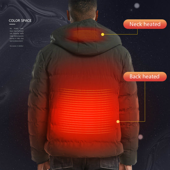 New Men Women Cotton Coat USB Smart Electric Heated Jacket Winter Thicken Down Hooded Outdoor Hiking Ski Clothing 7XL