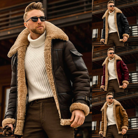 Military Fleece Winter Jacket for Men - Warm Tactical Coat with Fur Collar
