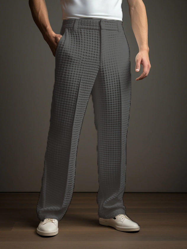 CASUAL Vielseitige Business Straight Herren Anzughose mit Waffelmuster