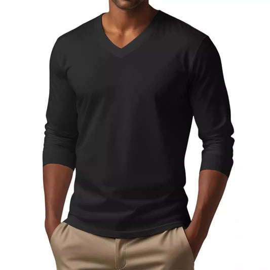 Men's versatile long sleeve pullover in black, available in multiple sizes.