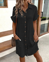 Summer Short Sleeve Shirt Dress - Swefashionstore