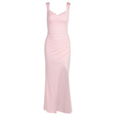 Slim Sleeveless Slit Dress With Back Tie Design - Swefashionstore
