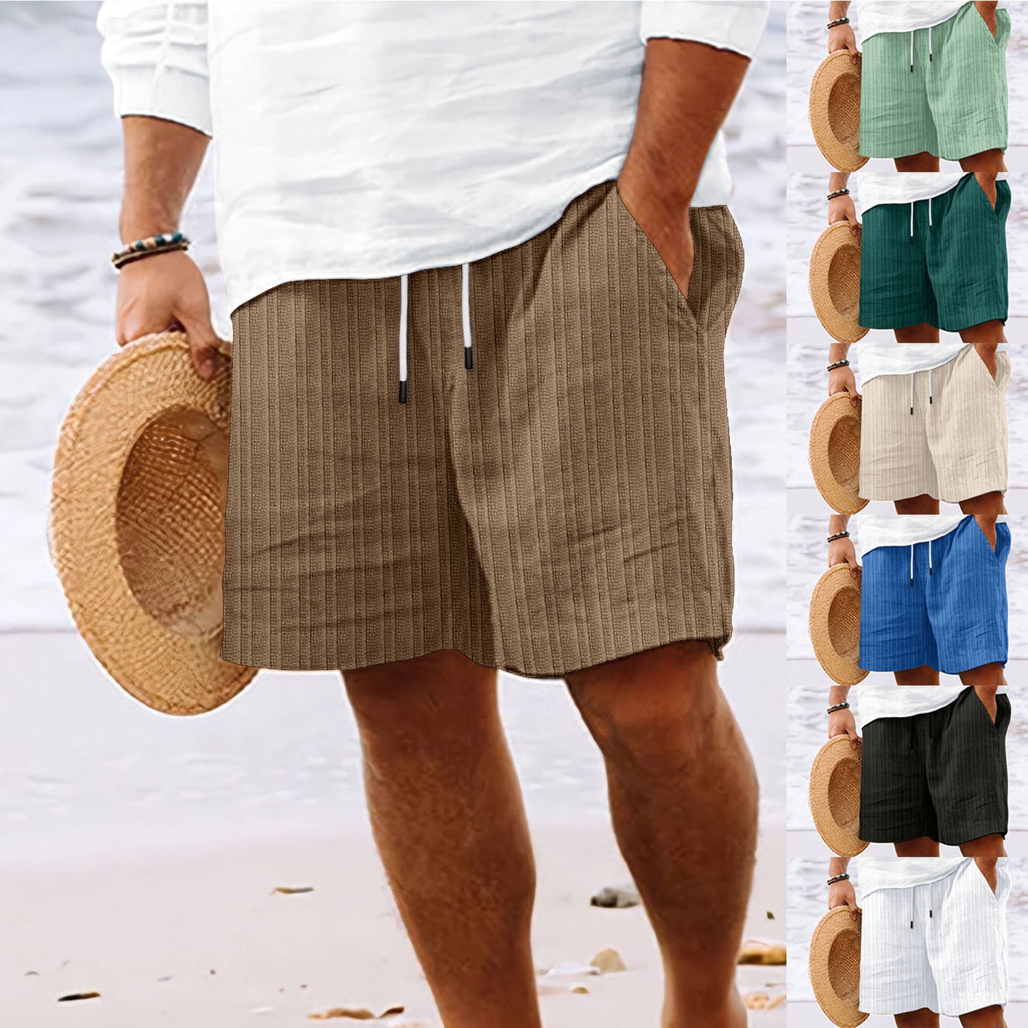 Stripe Print Shorts Summer Fashion Drawstring Sweatpants Casual Clothing For Men - Swefashionstore