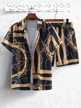 GOLD FASHION Chain 3D Digital Printing Shirt Shorts Suit - Swefashionstore