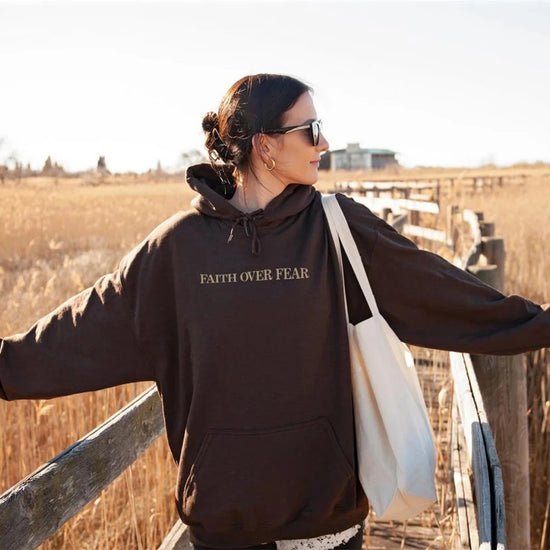 Faith Over Fear Christian Hoodie - Inspirational Hoodie for Daily Motivation - Swefashionstore