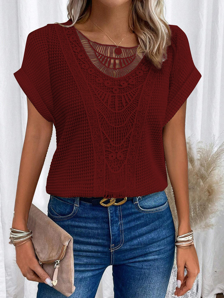 Summer Hollow Out Short-sleeved T-shirt - Swefashionstore