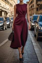Summer Irregular Sleeveless Dress With Belt Fashion Temperament Slim Back Zipper Dresses For Women Clothing - Swefashionstore