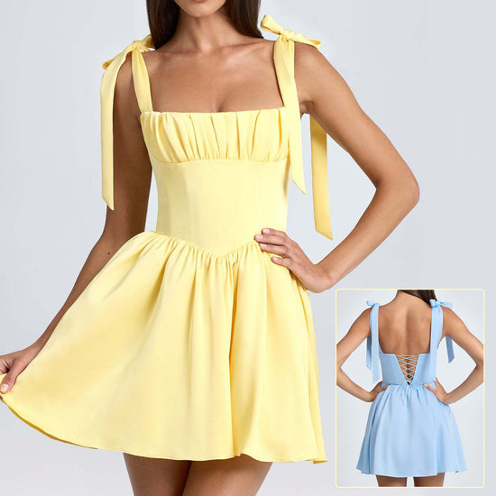 BOW-TIED Strap Dress SUMMER Fashion Short Dress - Swefashionstore