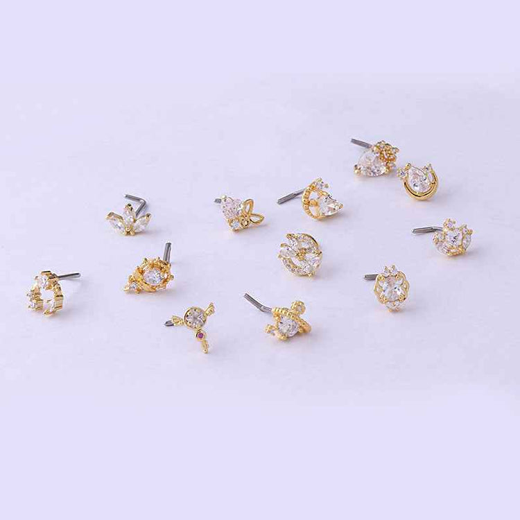 Fashion Personality Love Crown Zircon Nose Stud