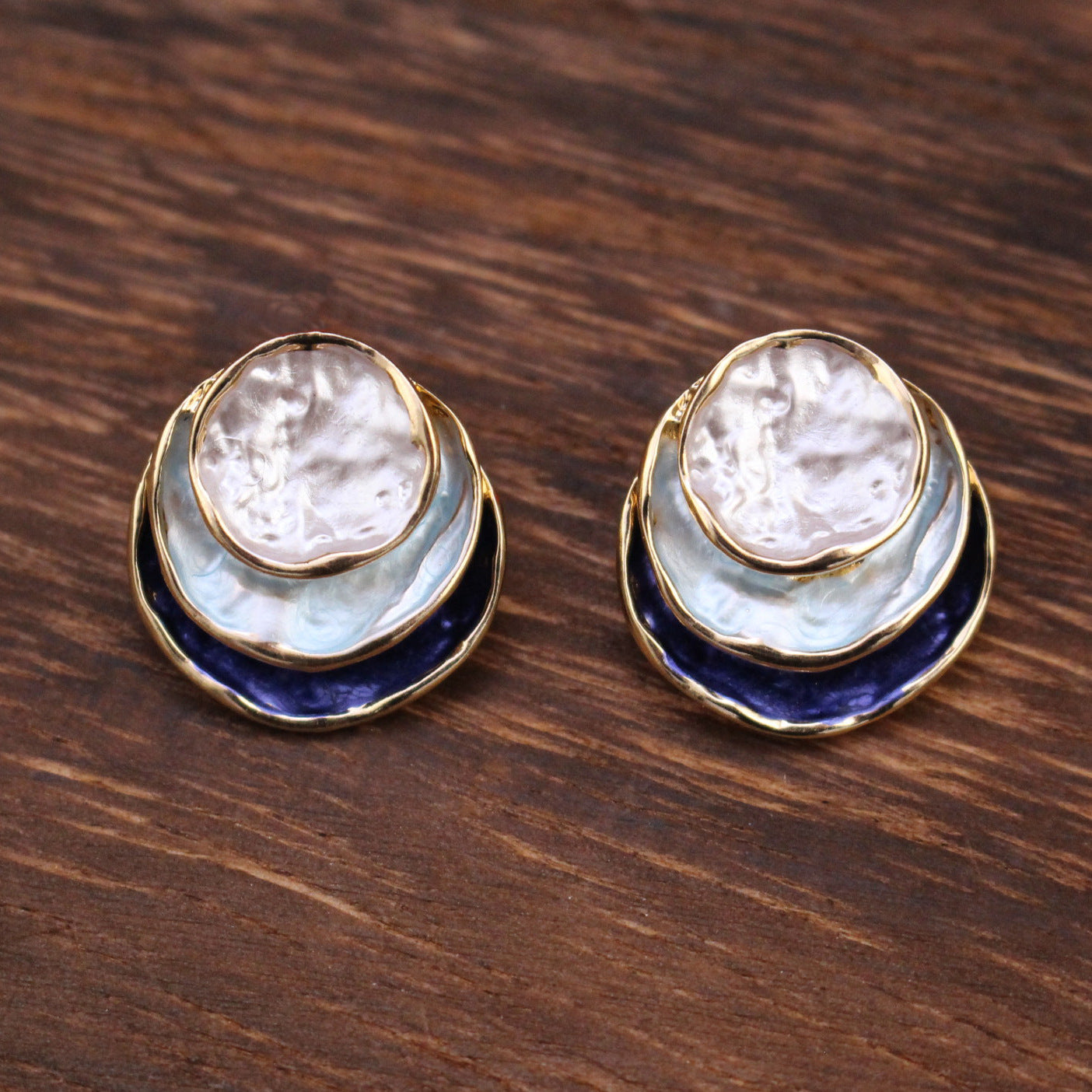 Ins Three-colored Painting Round Earrings Fashion Elegant Versatile Geometric Earrings For Women Jewelry - Swefashionstore