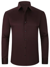 Solid Long Sleeve Shirt Fashion Slim Lapel Button Office Business Shirt Men&