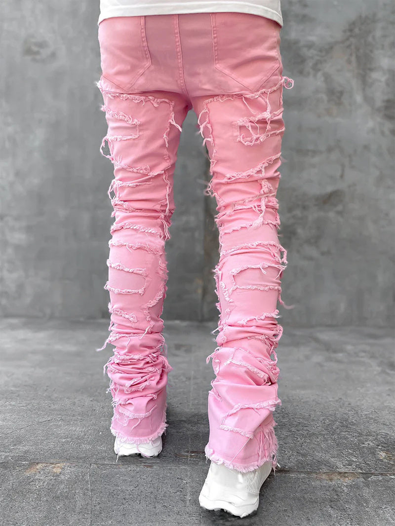Long Tight Fit Stacked Jeans For Mens Clothing - Swefashionstore