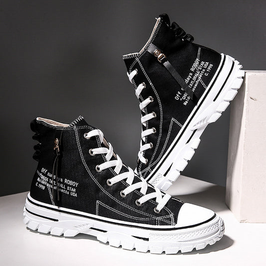 Atmungsaktive Freizeitschuhe aus Canvas mit dicker Sohle