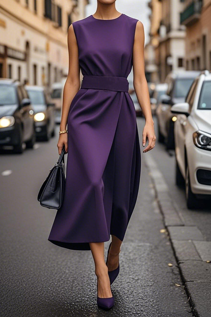 Summer Irregular Sleeveless Dress With Belt Fashion Temperament Slim Back Zipper Dresses For Women Clothing - Swefashionstore