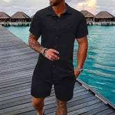 Summer Jacquard Black And White Solid Color Suit - Swefashionstore