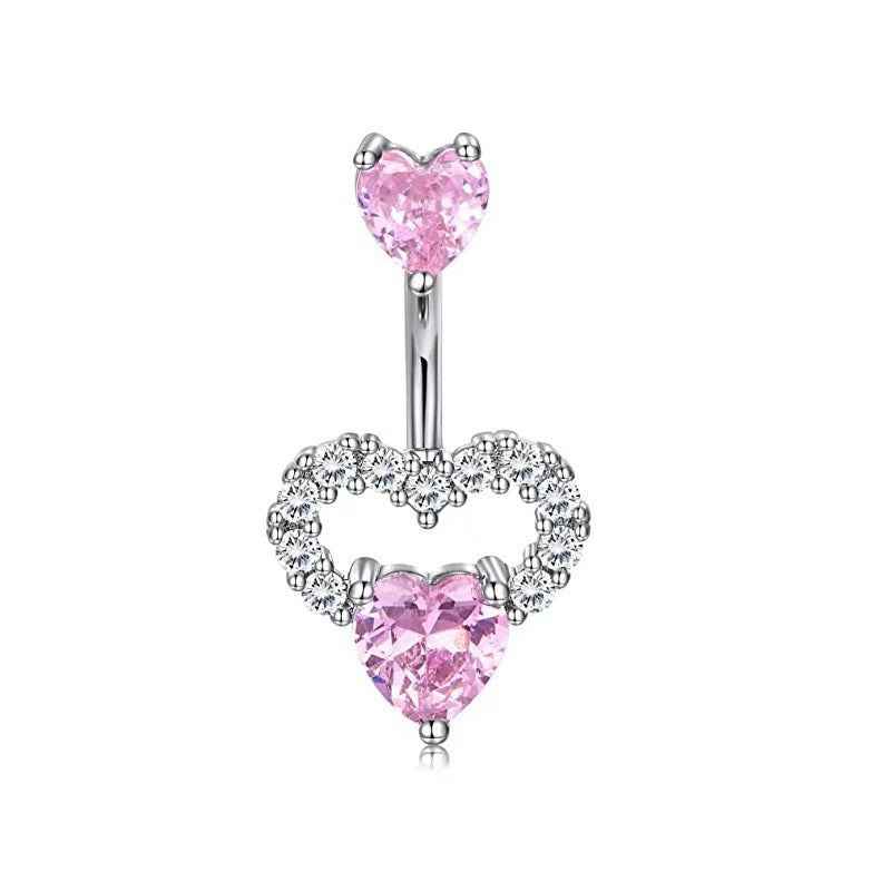 Hot Sale  Zirconium Loving Heart Zircon Navel Stud