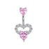 Hot Sale  Zirconium Loving Heart Zircon Navel Stud