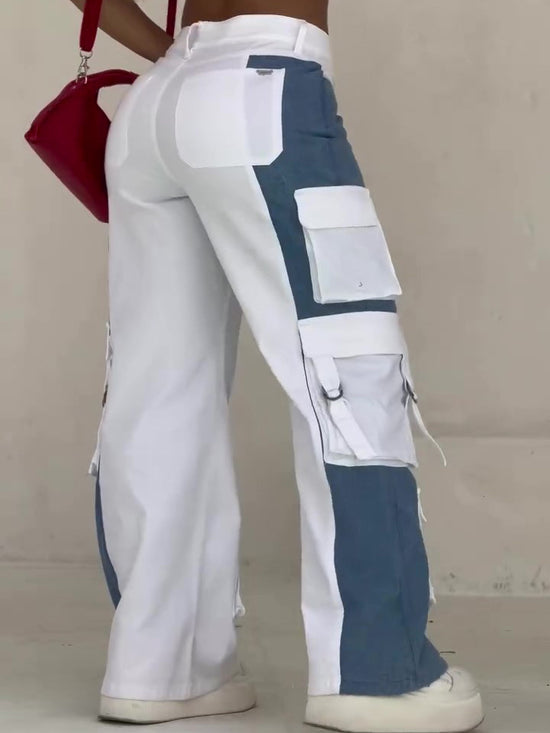 Patchwork Contrast Pocket CARGO Jeans - Swefashionstore