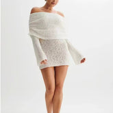 New Summer Knitted Dress Elegant Stylish Mini Neck Dress - Swefashionstore